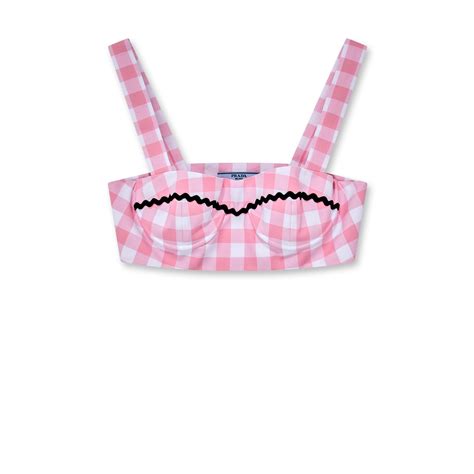 prada bralette|Pink/black Gingham Check Bralette Top .